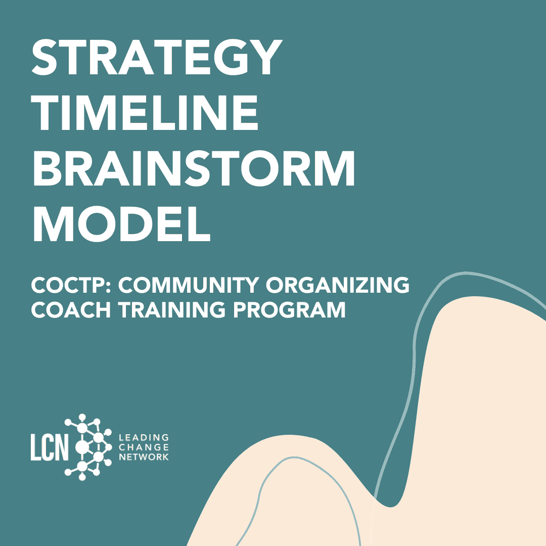 How to facilitate timeline brainstorm in strategy (Facilitation model from Community Organizing Coach Training Program)