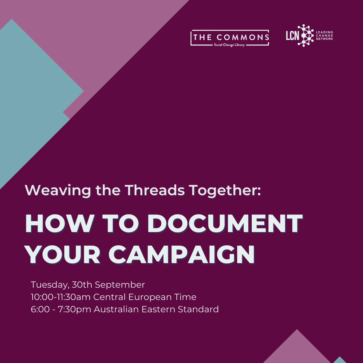 Weaving the Threads Together: How to Document Your Campaign (September 30, 2025)